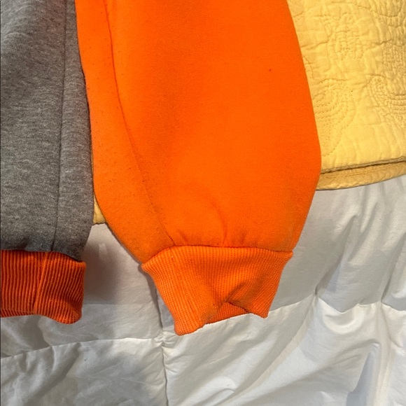 Men's Gray and Orange Hoodie - Picture 4 of 5